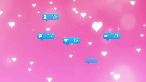 animación de iconos de medios sobre un fondo rosado