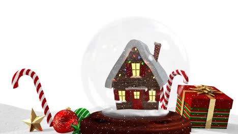 Cute-Christmas-animation-of-snow-house-and-Christmas-gift-on-snowy-landscape-4k