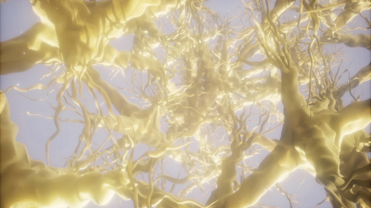 Exploration of a mesmerizing network of neurons illuminated with golden hues