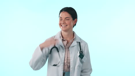 atención médica, sonrisa y elección del médico con una mujer