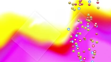animación de iconos emoji digitales en un fondo colorido