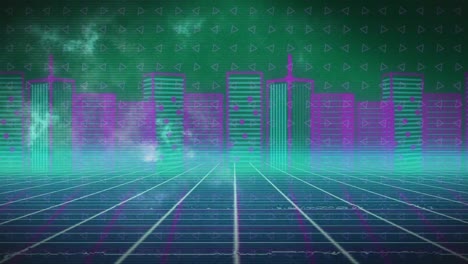 animation of glitch in digital metaverse city