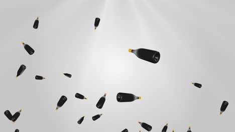 animation of confetti falling over champagne bottle pouring elebration party tradition luxury and