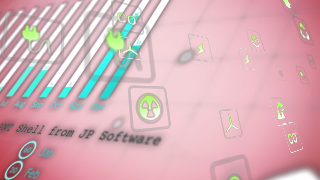 세계 지도 위에 에코 아이콘과 데이터 처리의 애니메이션