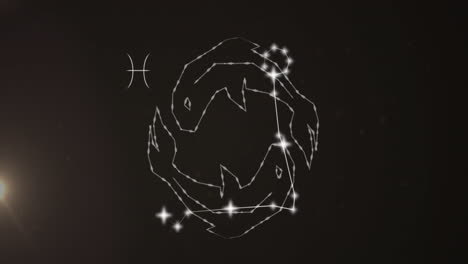 animación del signo de la estrella de los peces en nubes de humo en el fondo.
