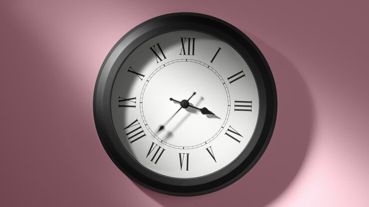 Latin Clock Face on Rosy Rose Pink Wall in Time Lapse