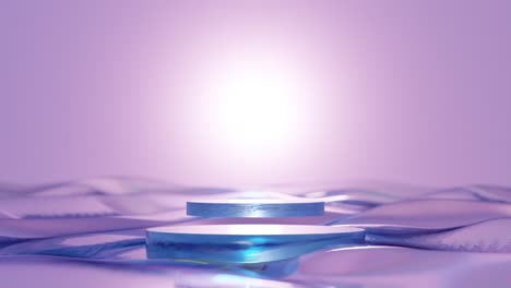 purple and blue geometric podiums for product display
