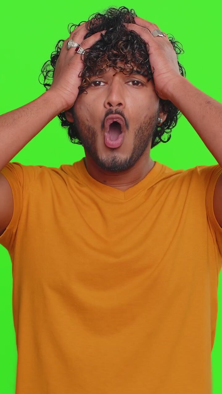 Bearded indian man loses becoming surprised by lottery results bad fortune loss unlucky news
