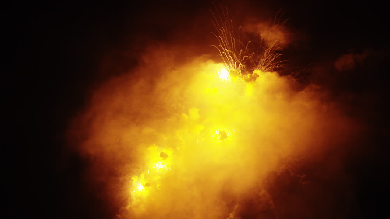 Fireworks at the Cannes Fireworks Festival at night, France, slow motion