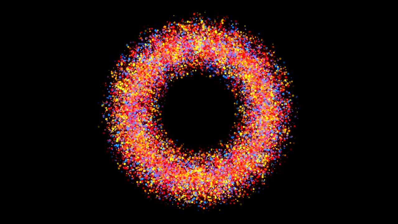 fondo abstracto con anillo de partículas de colores
