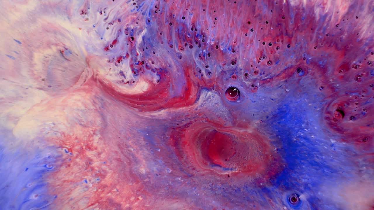 movimiento abstracto de pinturas acrílicas. vista desde arriba. increíbles patrones de mezcla de colores