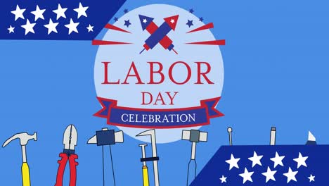 Animation-of-labor-day-celebration-text-and-tools-icons-over-blue-background
