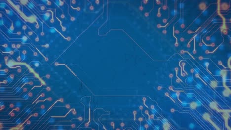 animation of microprocessor connections against copy space on blue background