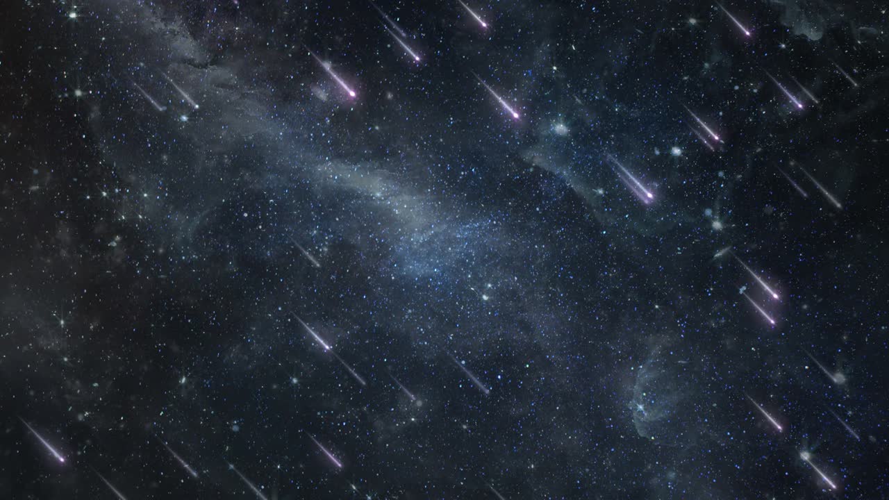 los cometas de estrellas fugazes llueven desde el espacio exterior los cielos nocturnos - 4k animación de fondo de movimiento de bucle sin fisuras