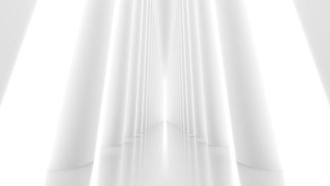 futuristic empty white corridor with columns and bright light