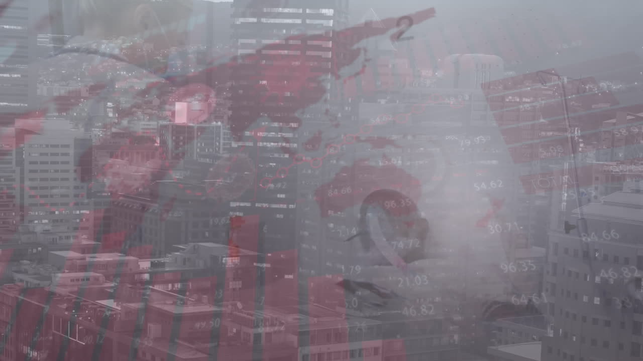 Animation of data processing over city