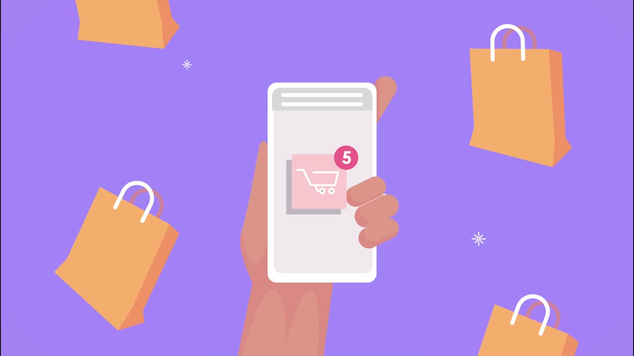 ecommerce technology in smartphone animation