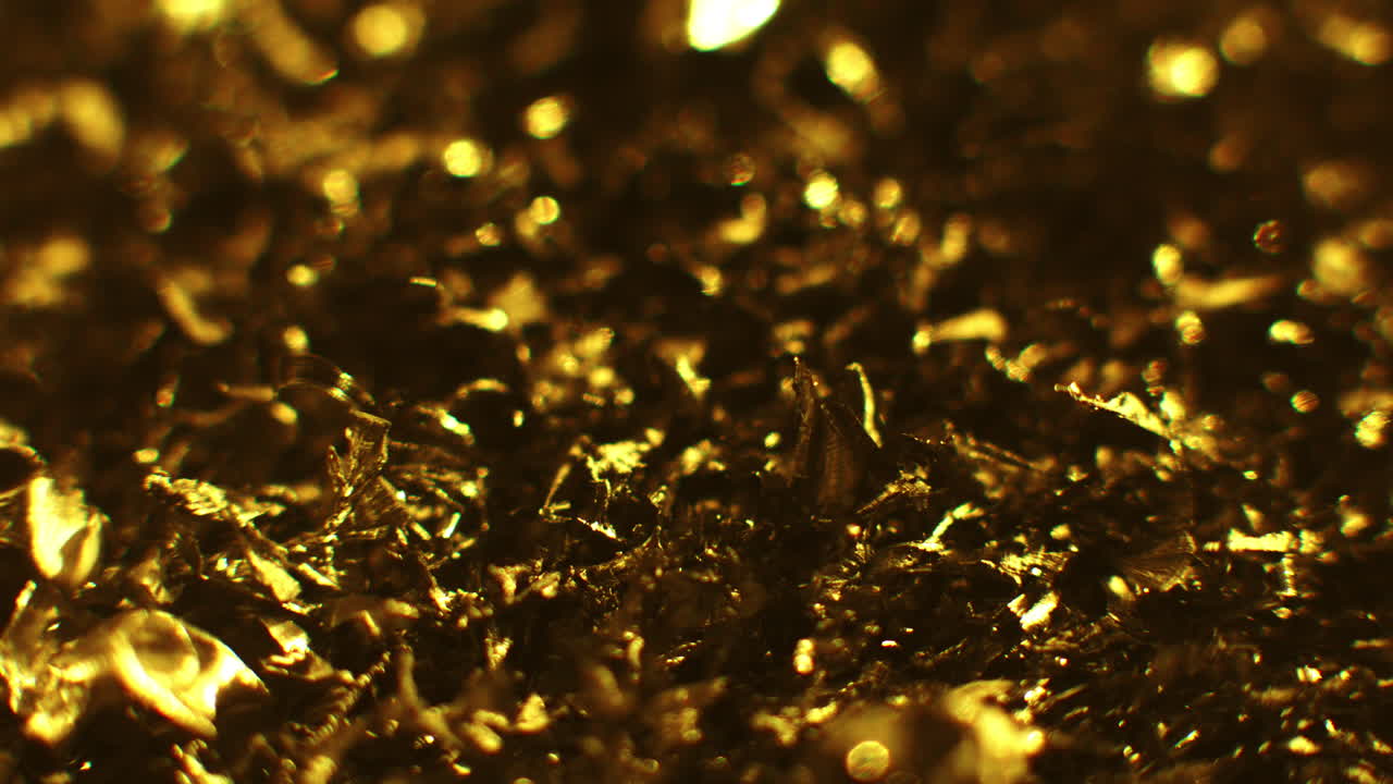 Golden color metal fillings macro shot