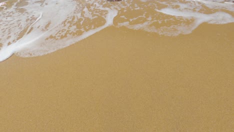 watch in slow motion of the sea wave crashing into the sand on the beach