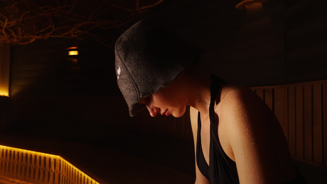 사우나에 있는 여자