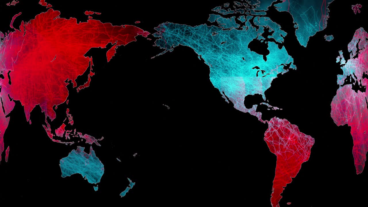 dominio mundial distópico, mapa giratorio, bucle sin interrupción