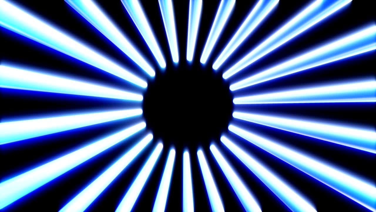 Bright glow neon light laser lines on black color. Colorful abstract fluorescent geometric background. Loopable futuristic 3d render. Modern fashion animation for design broadcast, show, club.