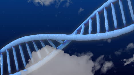 stylized dna double helix twisting diagonally across dark cosmic backdrop with glossy 3d render