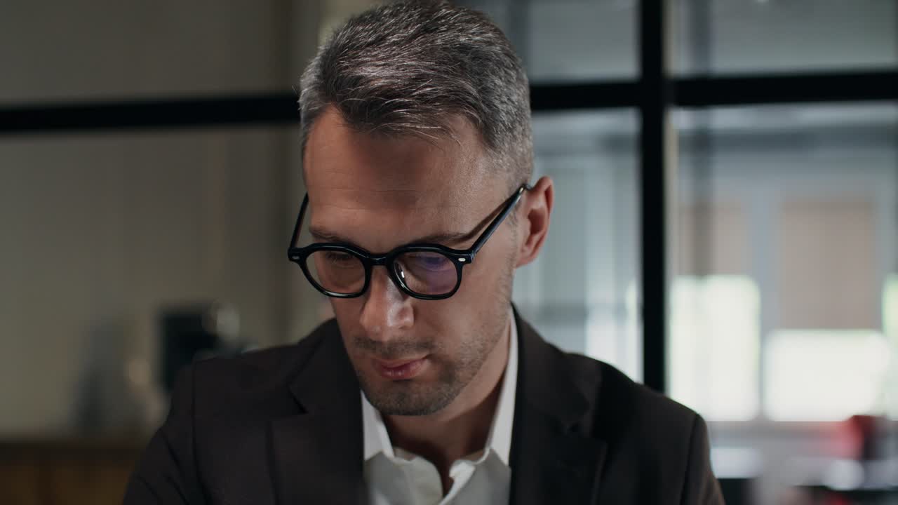 Businessman Focused on Work