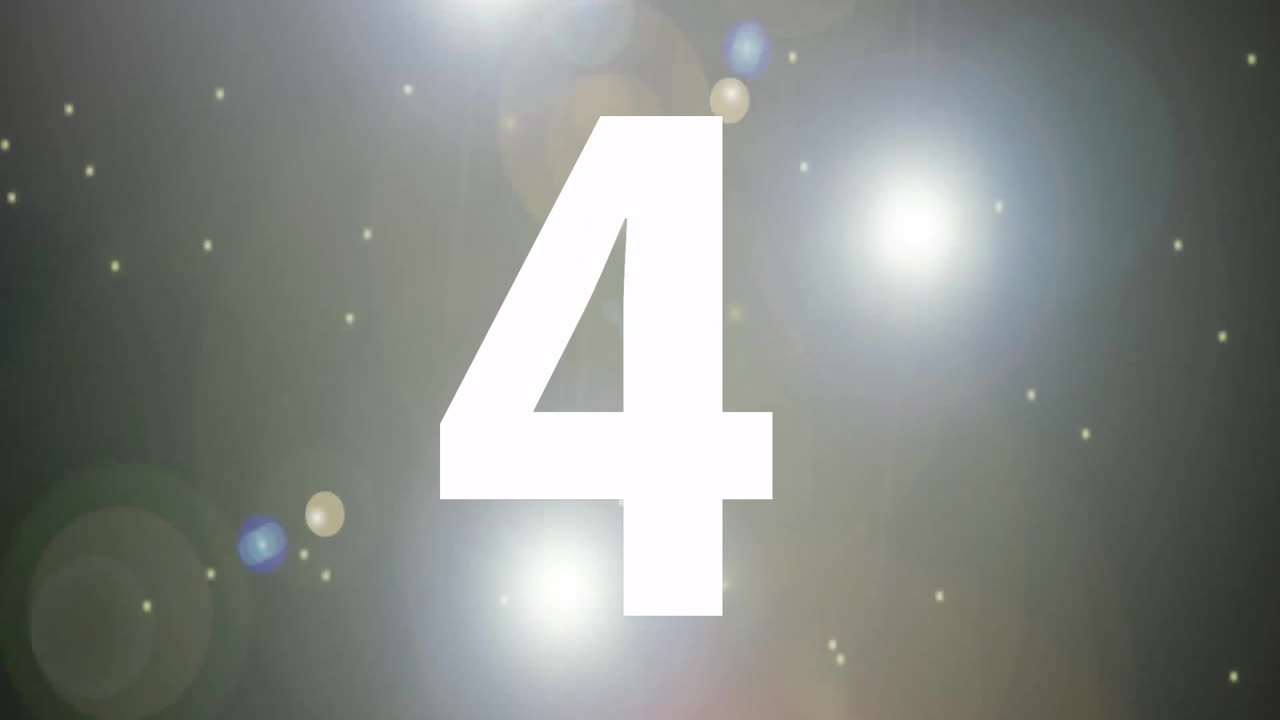 animación número 5 sobre luces brillantes y fondo bokeh