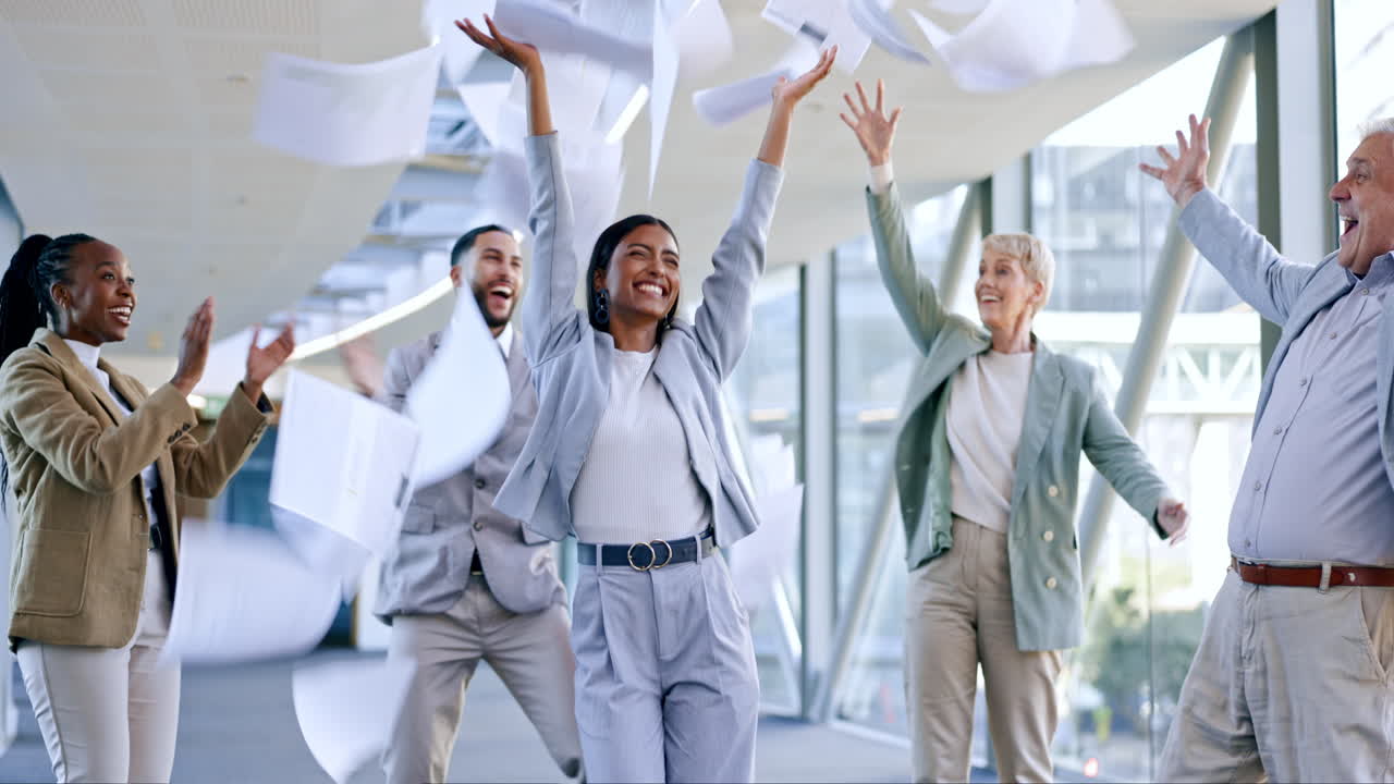 Documents in air, celebration