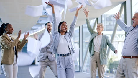 documents in air, celebration