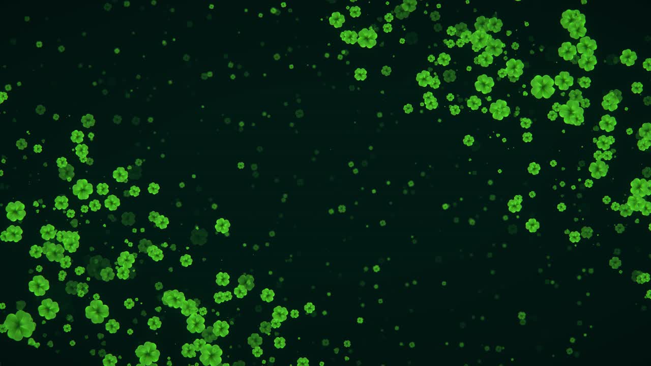 3d abstract saint patricks day shamrock background falling leaves made of hearts over green