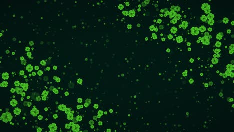 3d abstract saint patricks day shamrock background falling leaves made of hearts over green