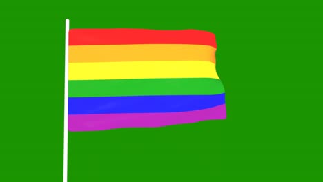 la bandera lgbt en la pantalla verde, la animación 3d, los valores liberales, la diversidad, la tolerancia y la democracia, los colores del arco iris.