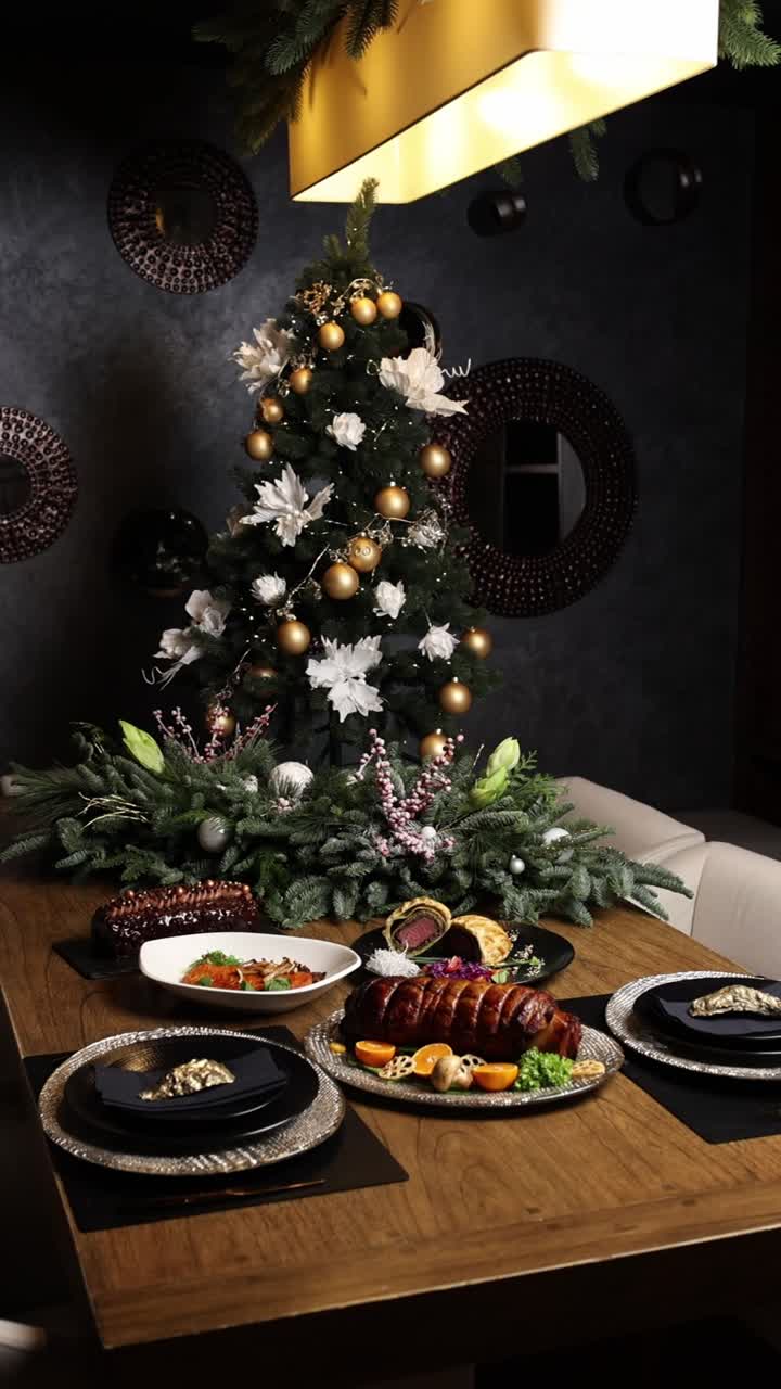 una lujosa cena de navidad en casa