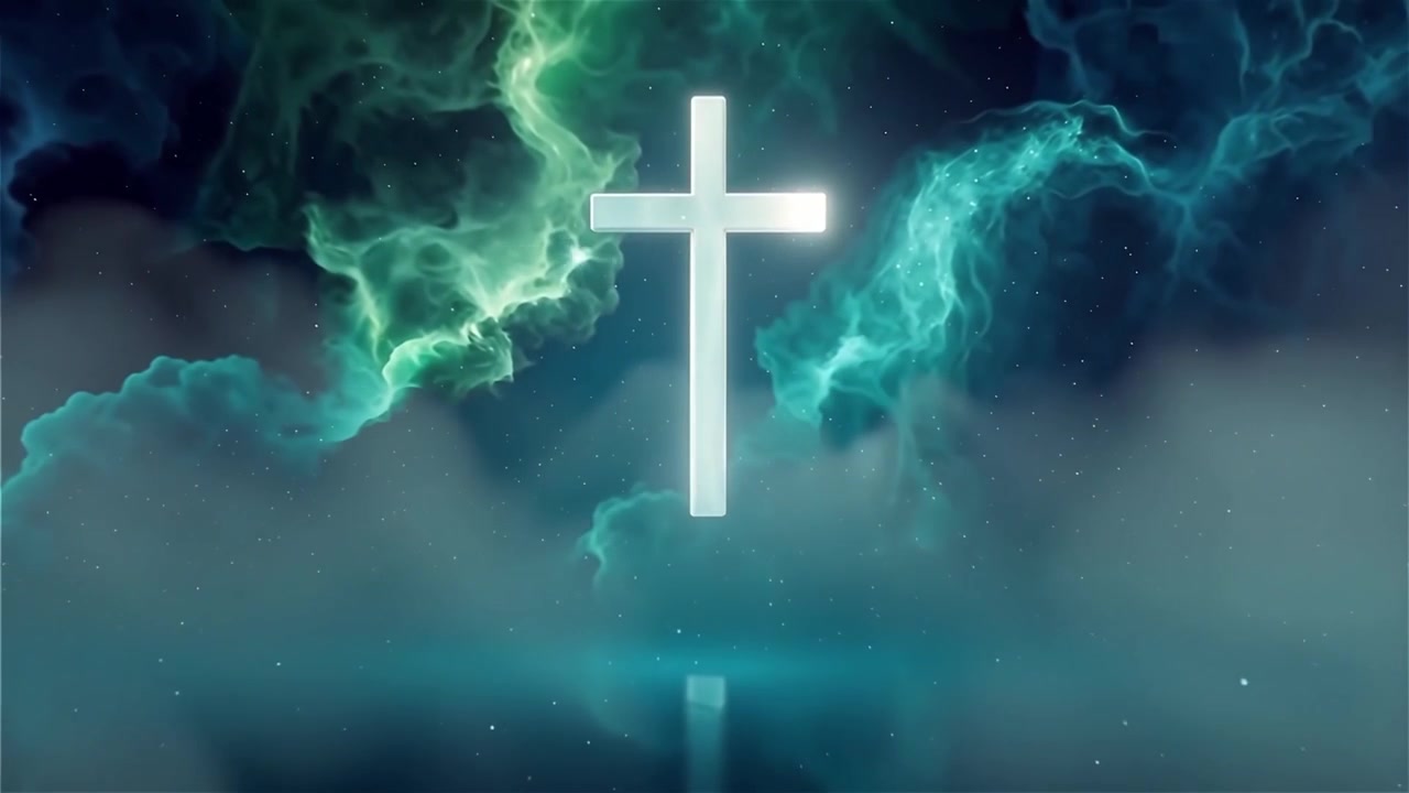Croce Cristiana Luce Celestiale Sfondo per il Culto.