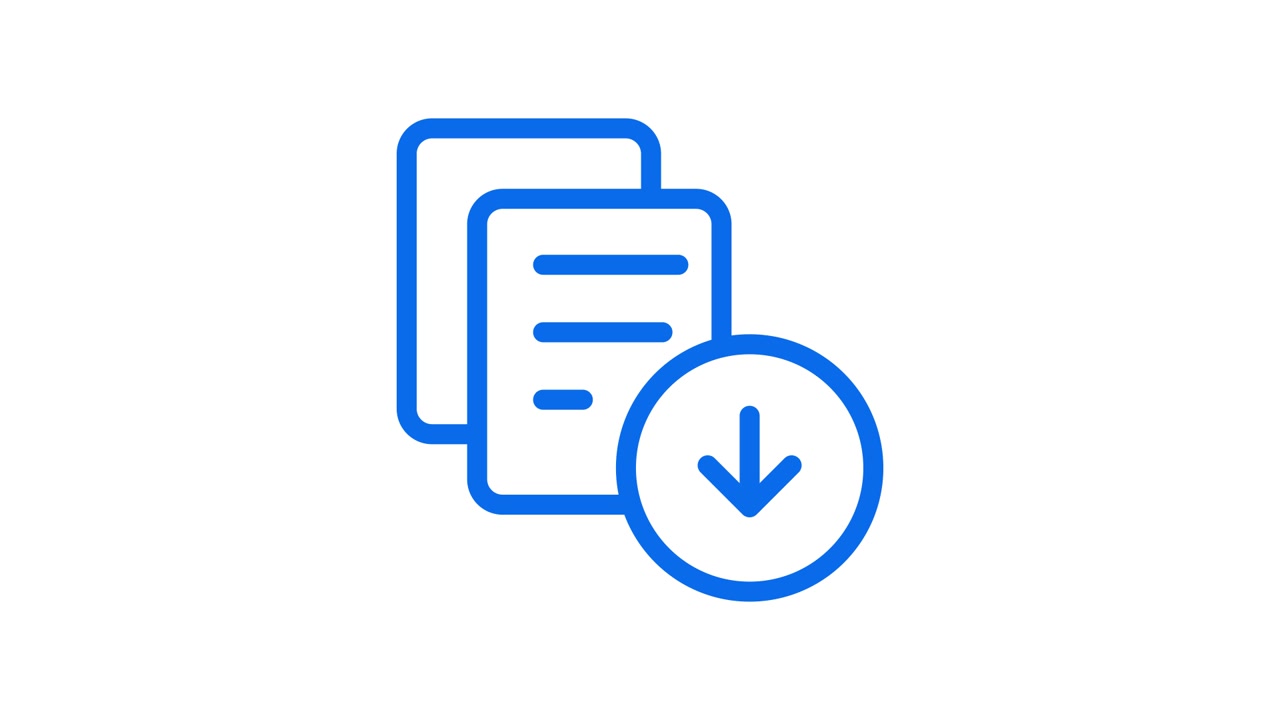 Animated Blue Download Icon with Document Files