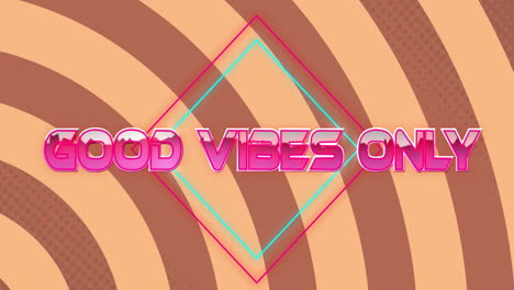 animation of good vibes only text over circles on orange background