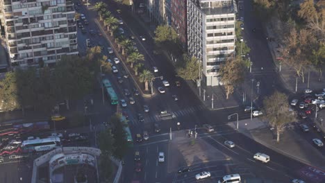 Aerial-view-of-Plaza-de-la-Dignidad-square-traffic