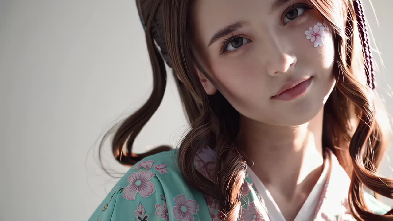 Woman in traditional Japanese kimono