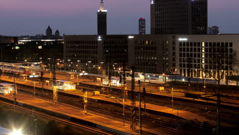 deutz trainstation in cologne timelapse in the evening