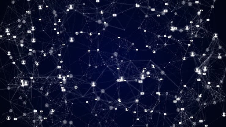 Rete Digitale Astratta con Utente Connesso e Icone di Comunicazione