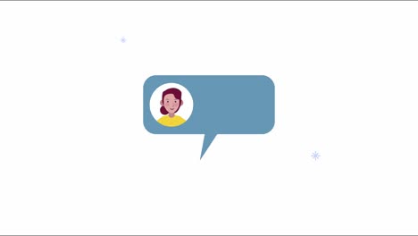 contacto femenino en la burbuja de habla de las redes sociales