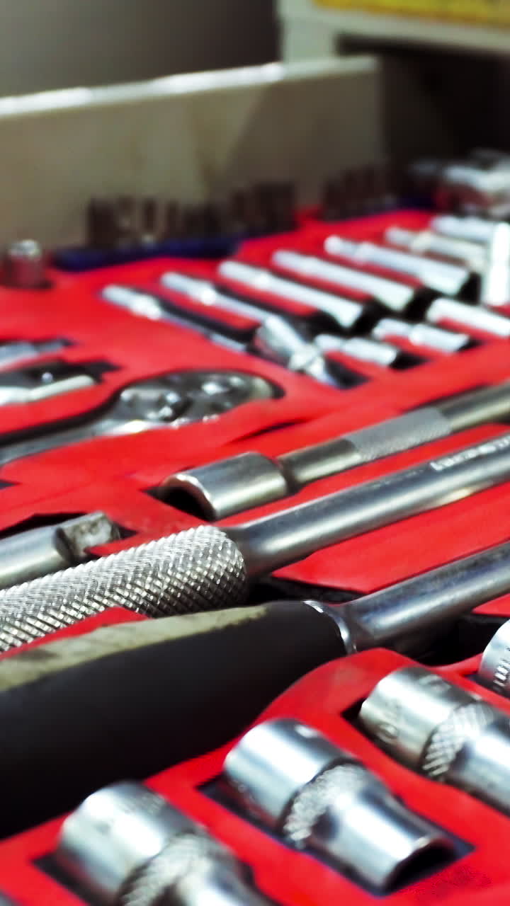 Organized Toolbox with Wrenches and Sockets