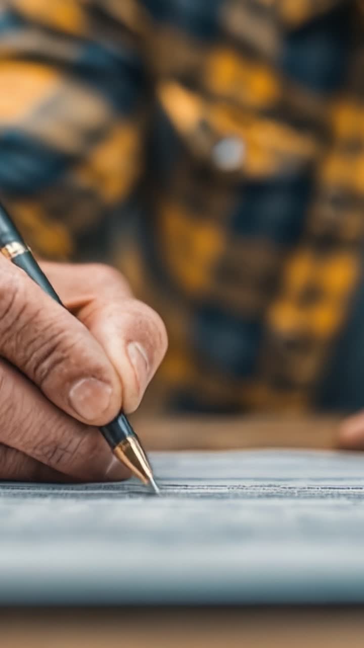 A Close-Up View of Hands Skillfully Writing with a Pen on Paper, Showcasing the Elegance of Precision and the Art of Written Expression