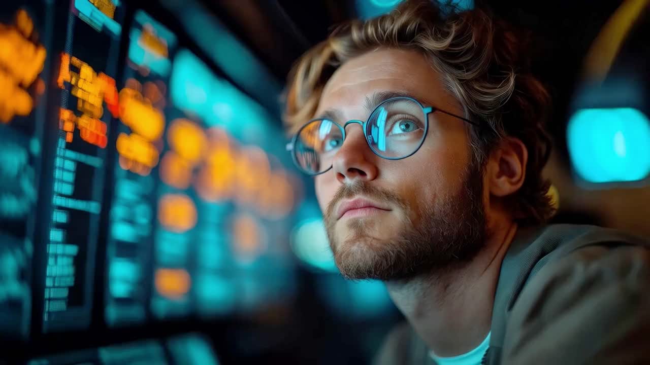 Man looking at a computer screen