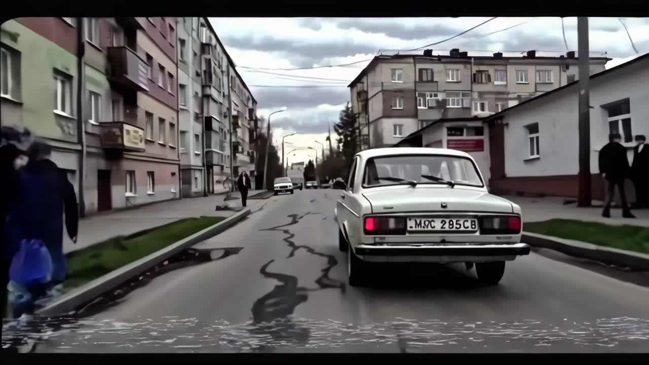 Soviet-era city street scene