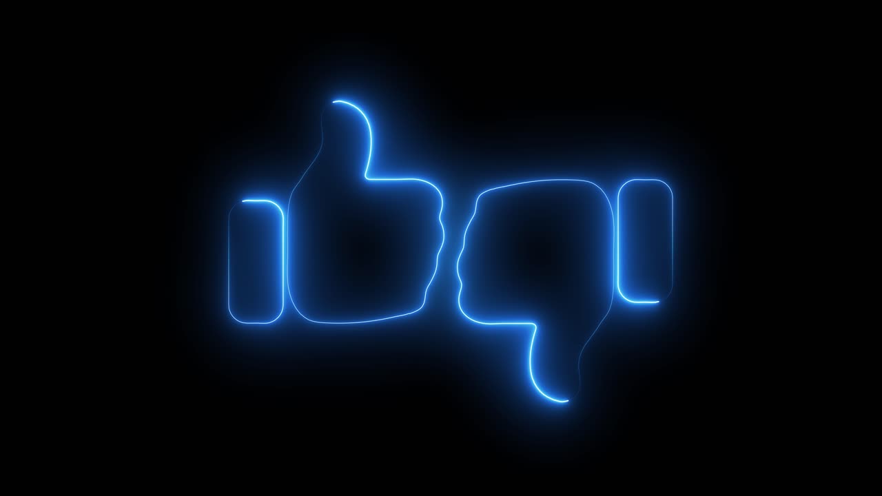 Neon Blue Thumbs Up and Thumbs Down Icons