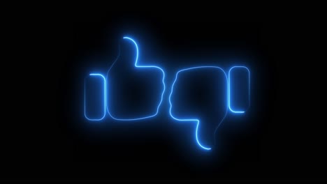 neon blue thumbs up and thumbs down icons