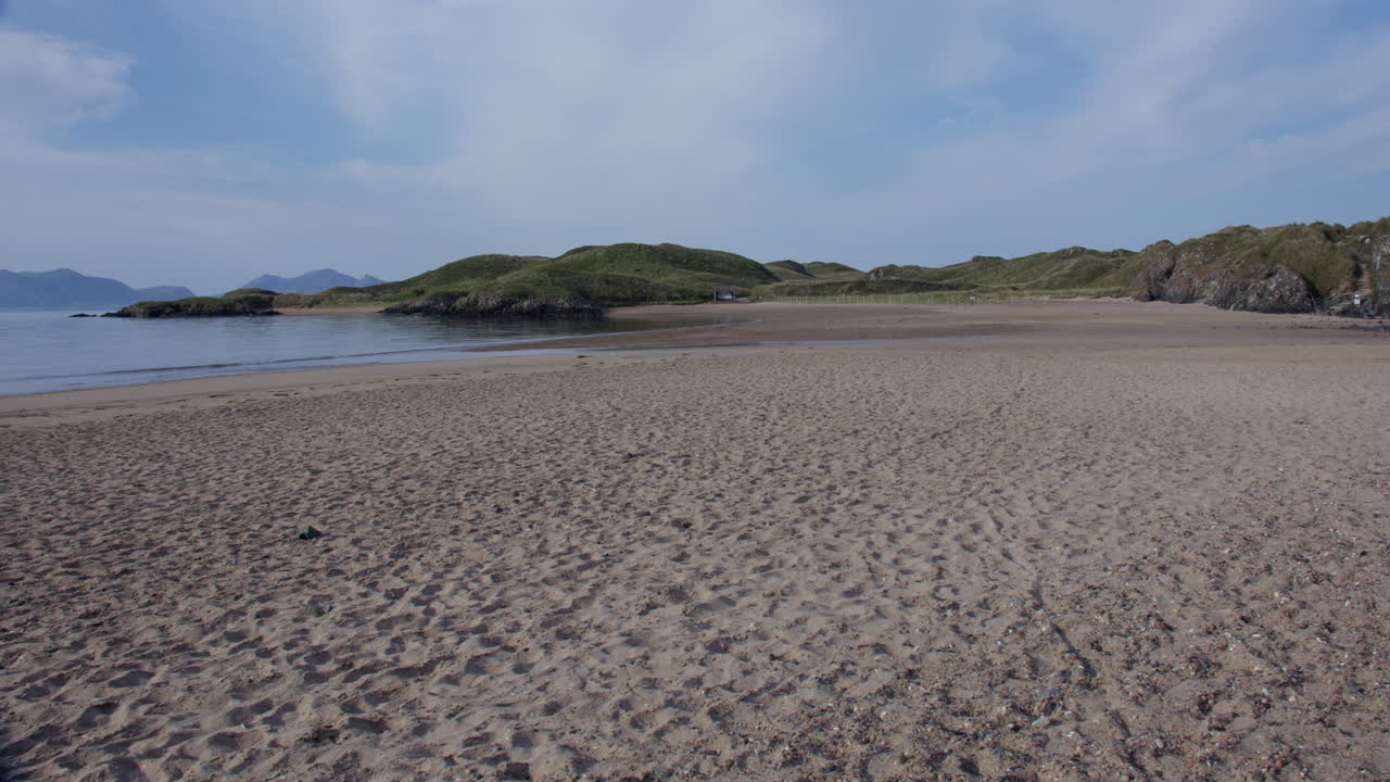 Extra wide shot looking west of Llanddwyn beach at the Newborough National Nature Reserve